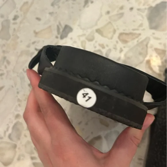 Anthropologie Amalfi Black Leather Sandal Ladies Size 41 - Picture 7 of 8